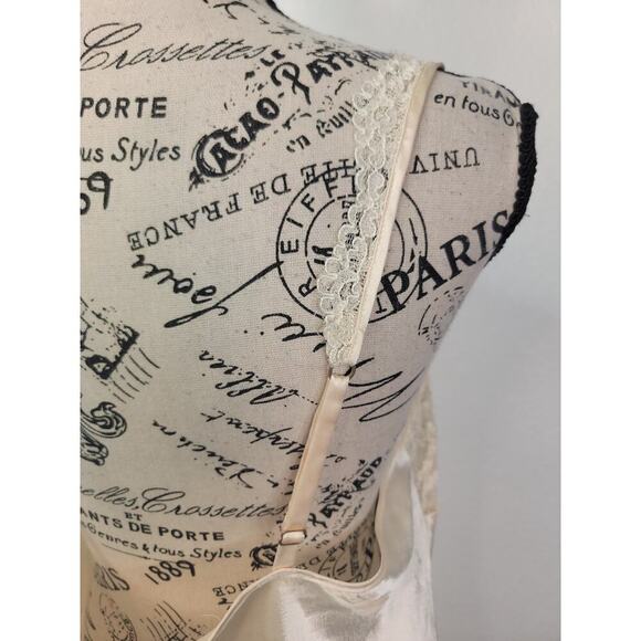 Victorias Secret Satin Maxi Slip Dress Womens Sz L Lace Trim Side Slit Yellow - Picture 10 of 11